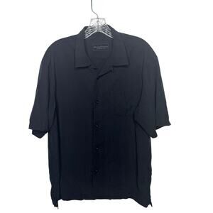 Tommy Bahama Men’s Silk Camp Shirt Black Short Sleeve Button Front Casual Top M